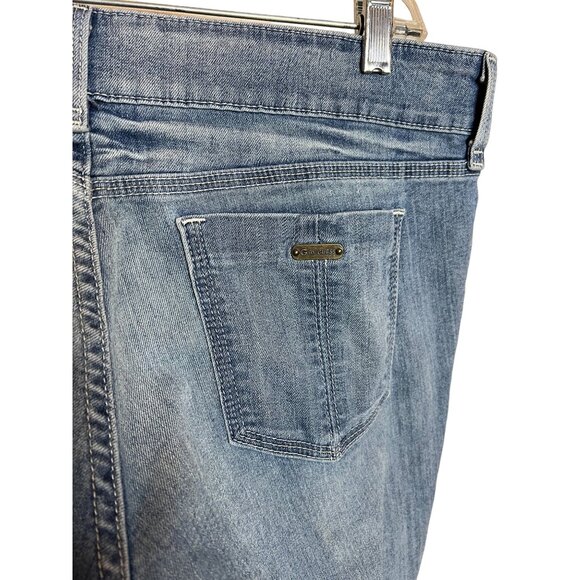 G by guess mid rise jeans size 31 stretch medium wash cuffed Y2K - Picture 6 of 14